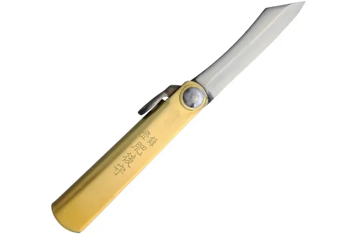 Higonokami SK Folder Brass Sheath Folding Knife NO. 1 W/ RED LEATHER CASE